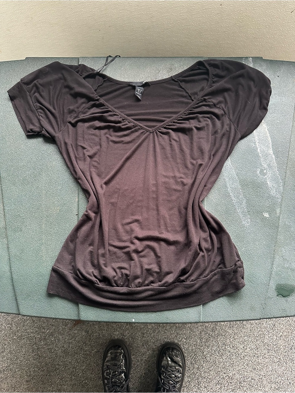 H&M Black V-Neck Short Sleeve Blouse